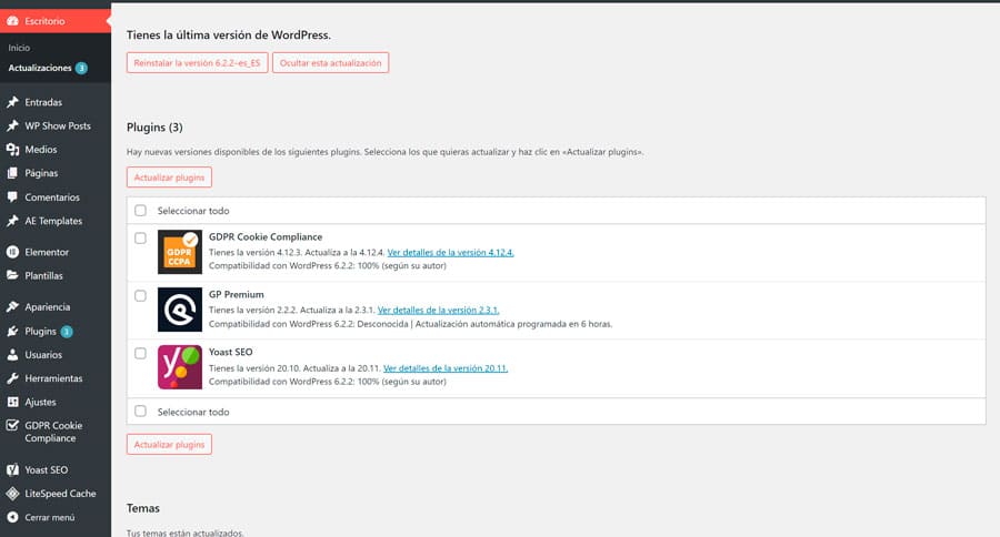 actualizacion plugins wordpress